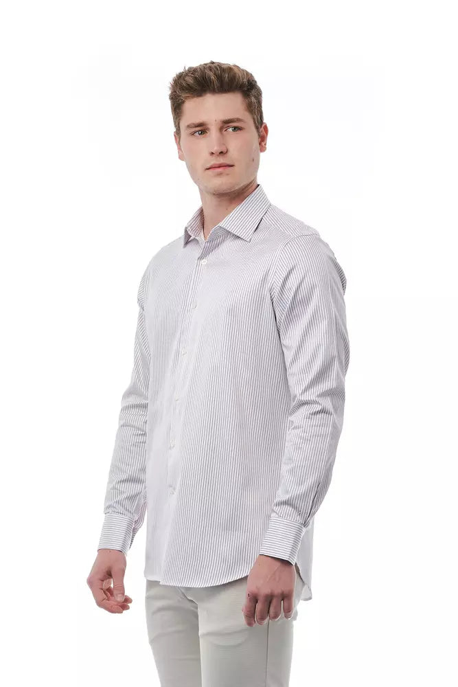 Camisa elegante de cuello italiano color blanco de Bagutta