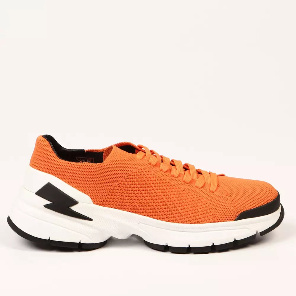 Zapatillas Neil Barrett Bolt en color naranja intenso con tejido textil