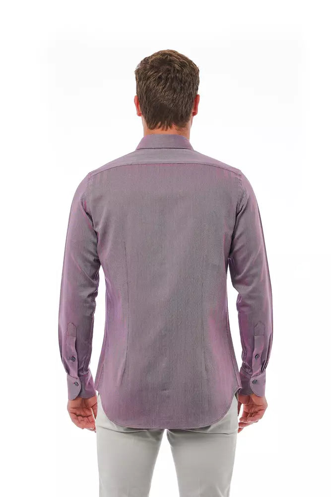 Chemise à col français slim fit bordeaux Bagutta