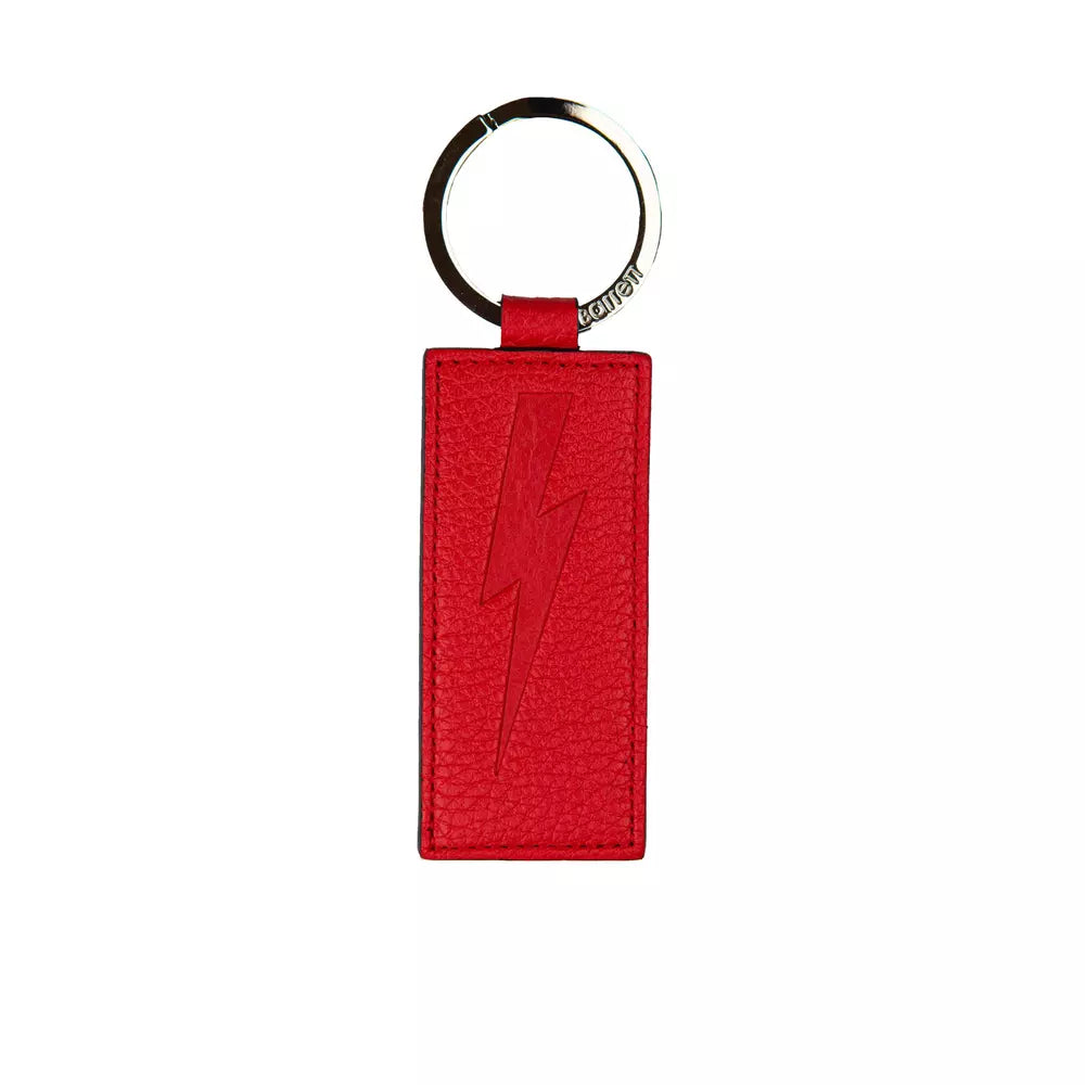 Llavero elegante de cuero rojo Neil Barrett para hombre