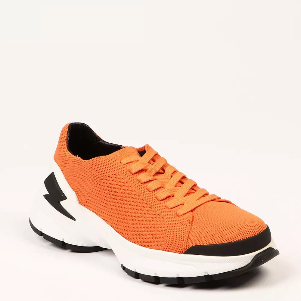 Zapatillas Neil Barrett Bolt en color naranja intenso con tejido textil