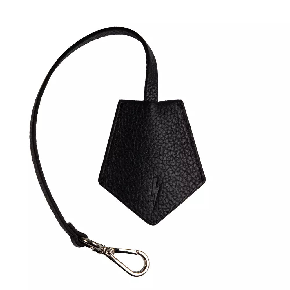 Llavero elegante de cuero negro de Neil Barrett para hombre