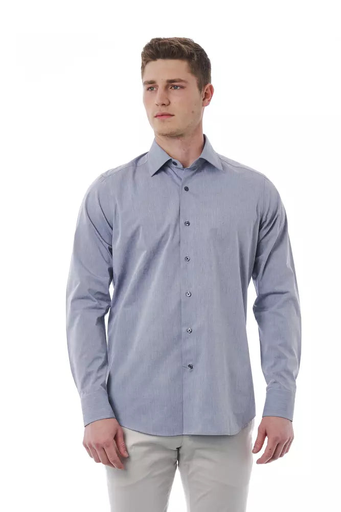 Camisa elegante de cuello italiano color gris de Bagutta