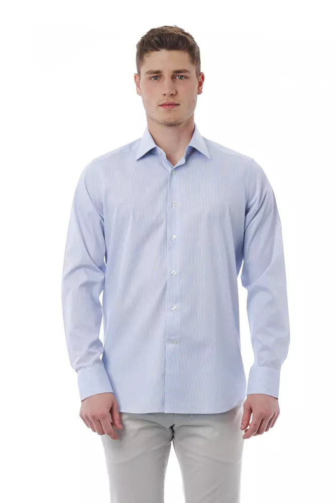 Camisa elegante de algodón con cuello italiano de Bagutta