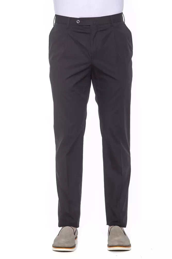 Pantalon plissé élégant en coton noir PT Torino