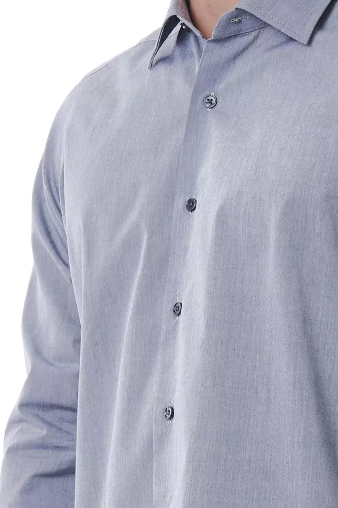 Camisa elegante de cuello italiano color gris de Bagutta