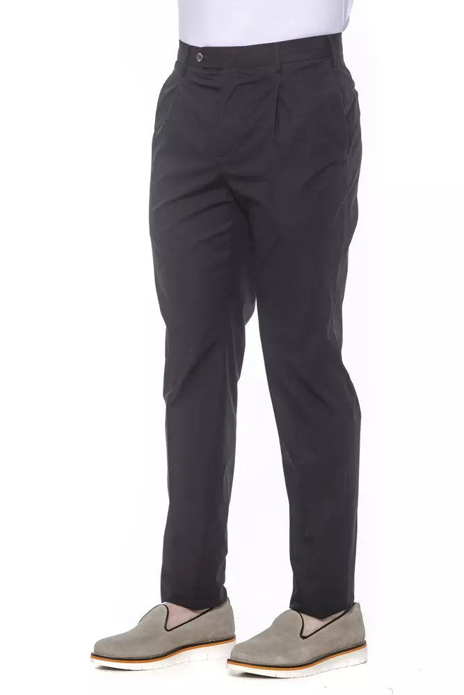 Pantalon plissé élégant en coton noir PT Torino