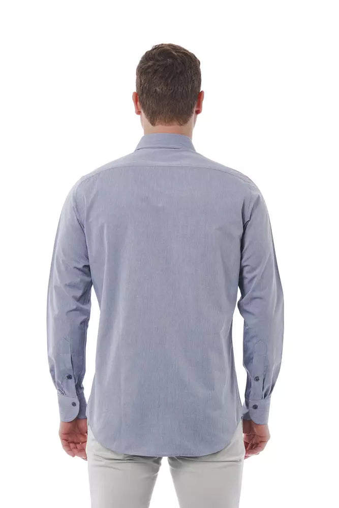 Camisa elegante de cuello italiano color gris de Bagutta