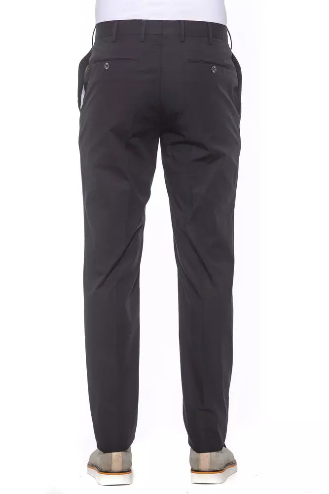 Pantalón elegante de algodón negro plisado PT Torino