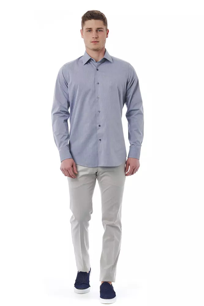 Camisa elegante de cuello italiano color gris de Bagutta