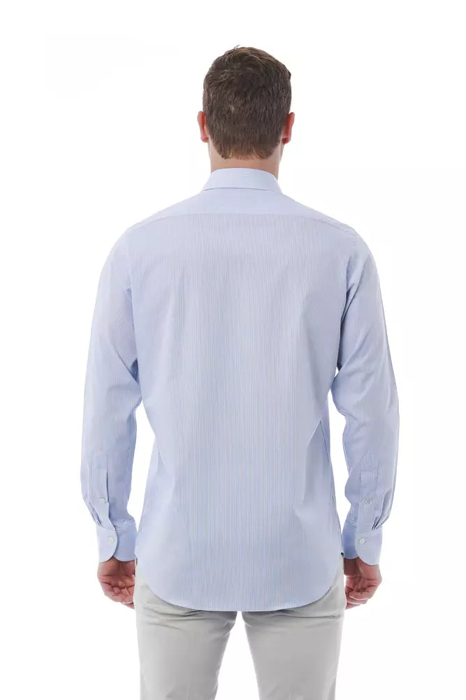 Bagutta Light Blue Cotton Men Shirt