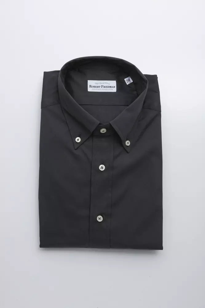 Camisa elegante de botones en color gris de Robert Friedman para hombre