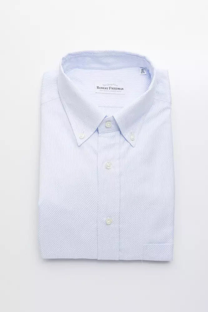 Camisa elegante de algodón azul claro con botones de Robert Friedman