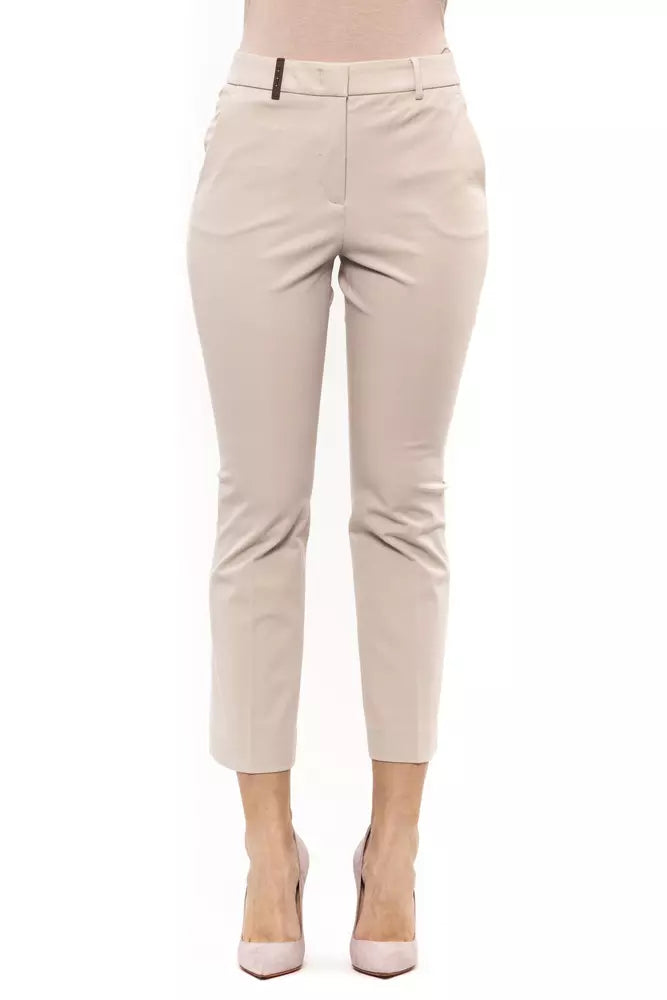 Pantalones ajustados elásticos elegantes de color beige de Peserico