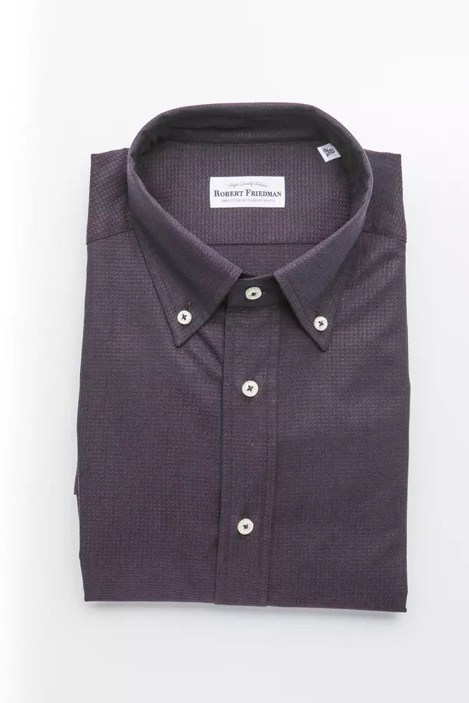 Chemise boutonnée en coton noir élégante de Robert Friedman