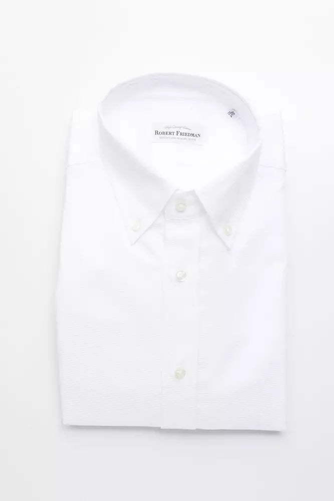 Camisa elegante de algodón blanca con botones de Robert Friedman