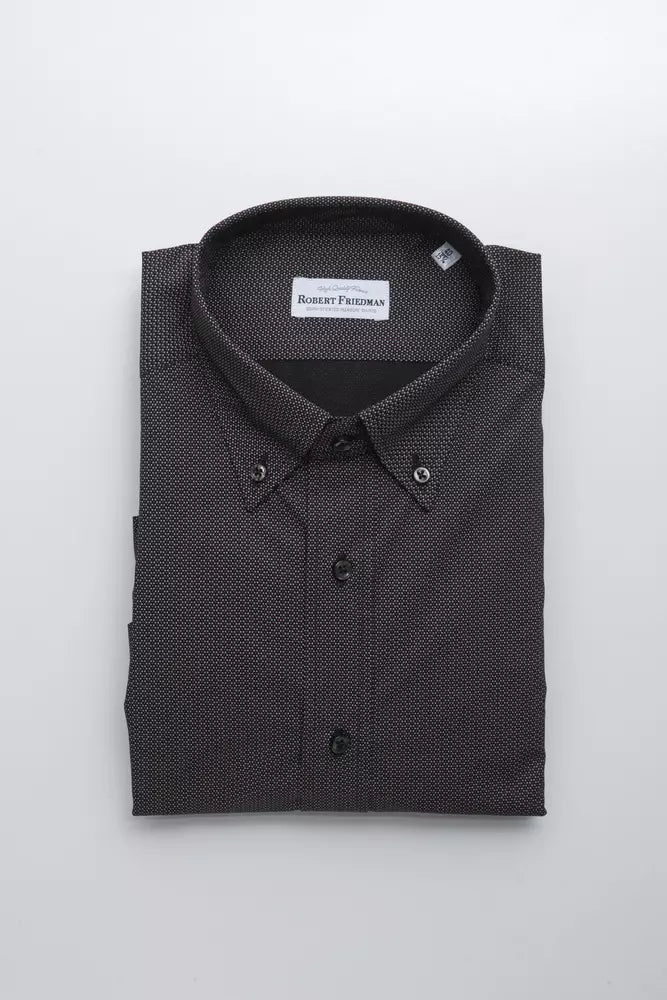 Chemise boutonnée élégante en coton noire de Robert Friedman