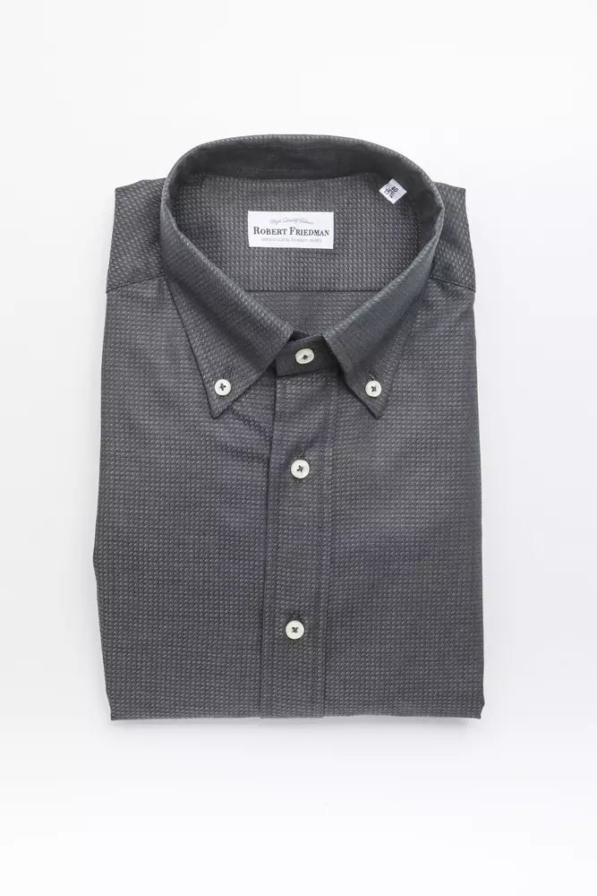 Chemise boutonnée verte chic coupe classique Robert Friedman