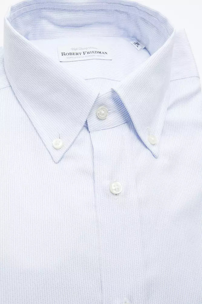 Camisa elegante de algodón azul claro de Robert Friedman