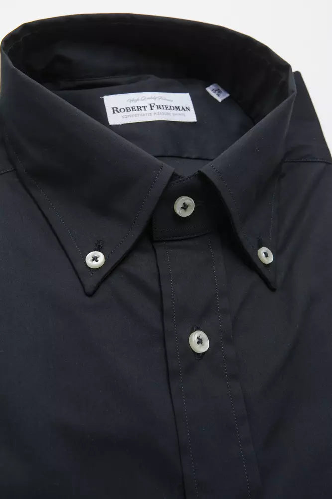 Camisa elegante negra con botones de Robert Friedman