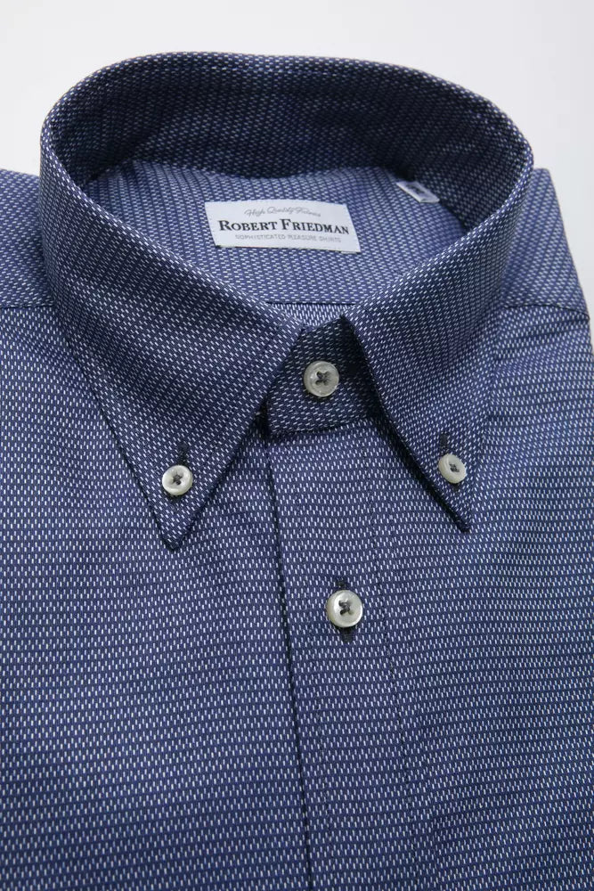 Camisa elegante de algodón azul con botones de Robert Friedman