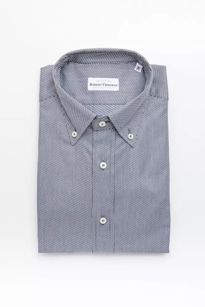 Camisa elegante de algodón azul con botones de Robert Friedman