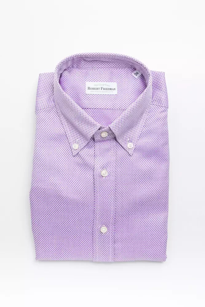 Camisa elegante de algodón rosa con botones de Robert Friedman