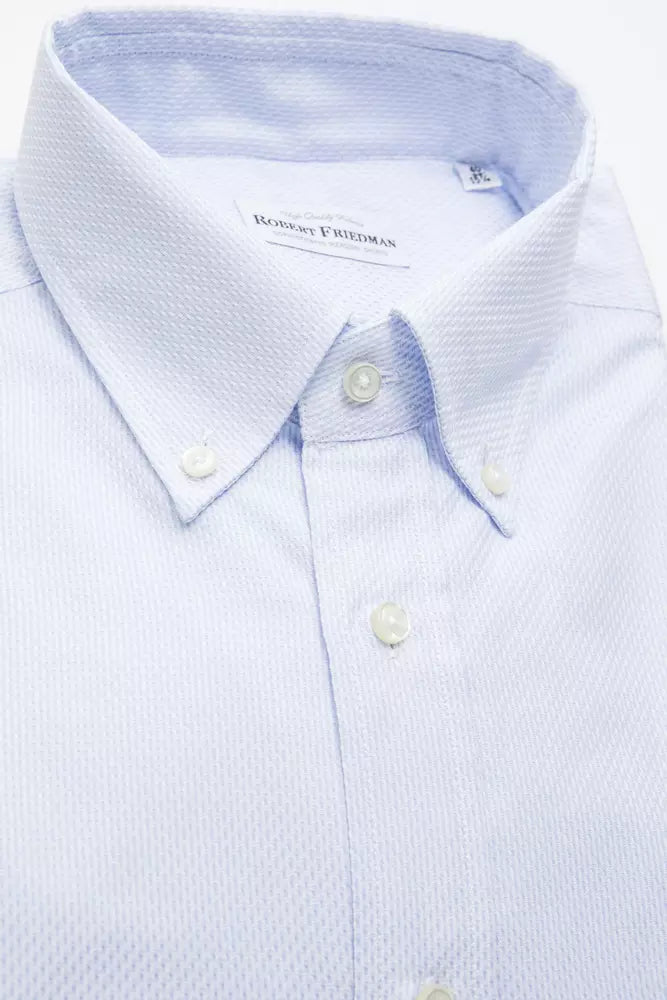 Chemise boutonnée élégante en coton bleu clair Robert Friedman