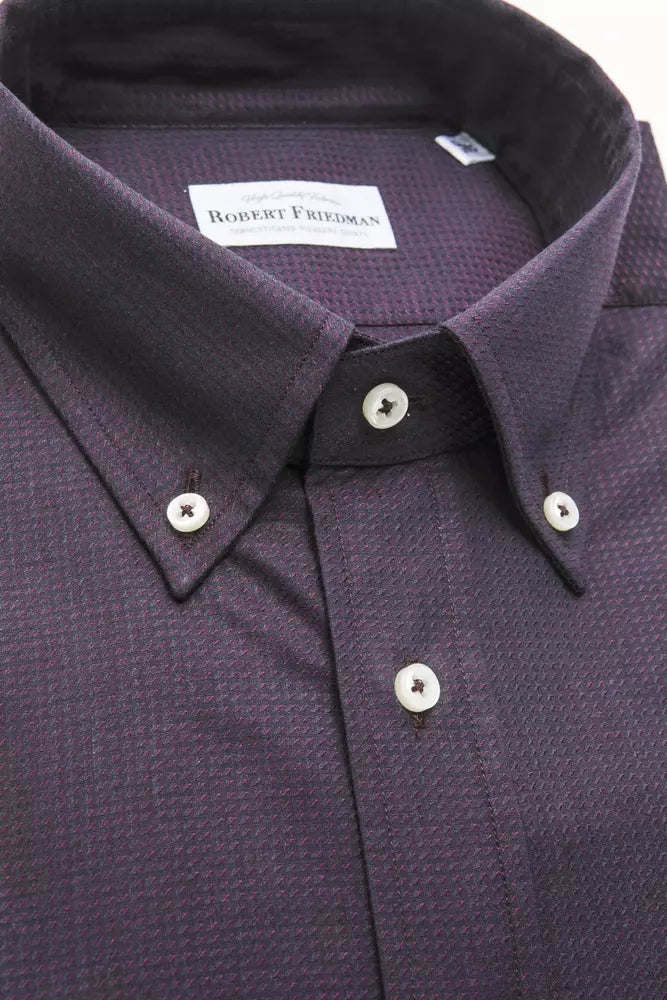 Camisa elegante de algodón negra con botones de Robert Friedman