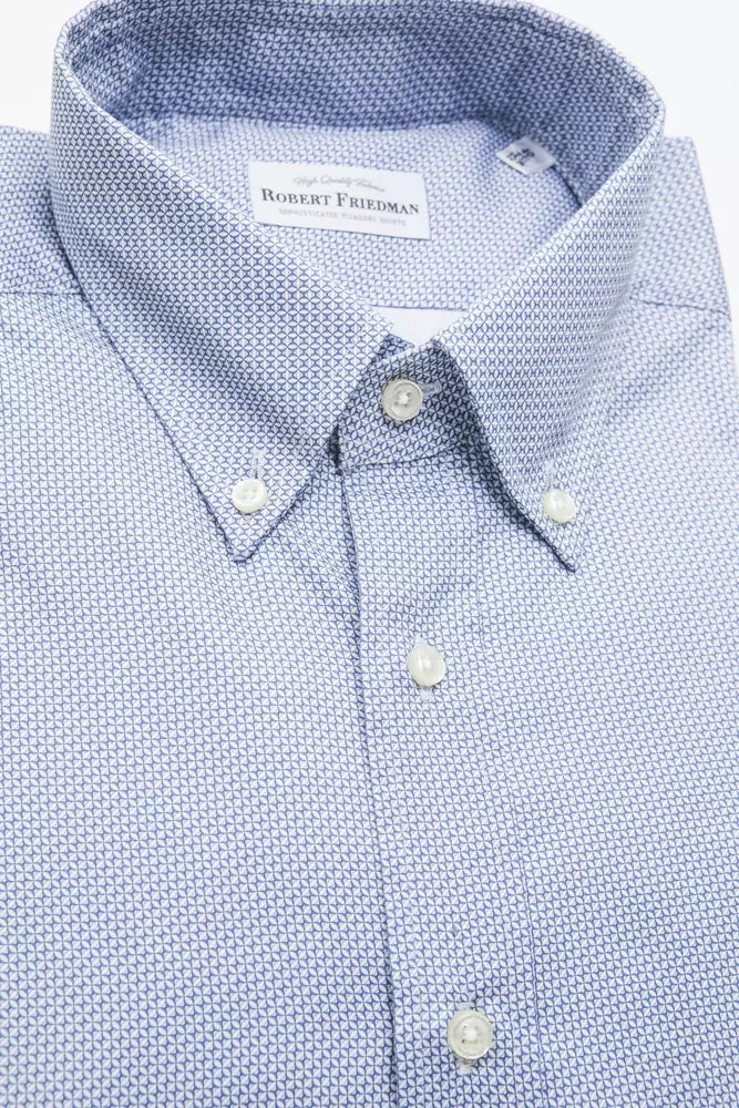 Camisa elegante de algodón azul claro de Robert Friedman