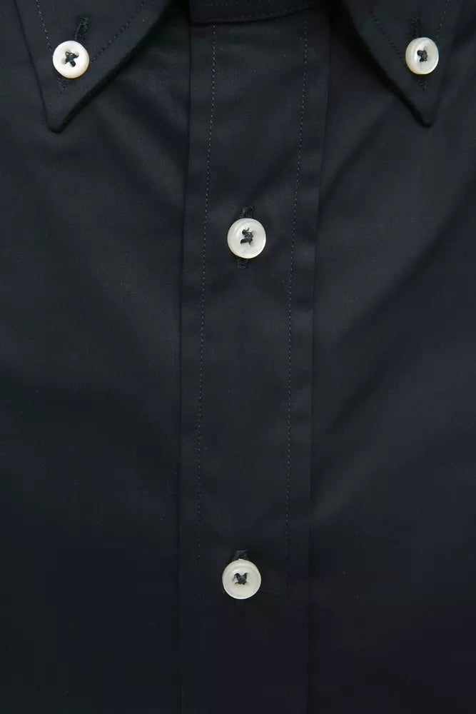 Camisa elegante negra con botones de Robert Friedman