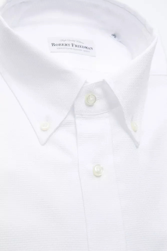 Camisa elegante de algodón blanca con botones de Robert Friedman