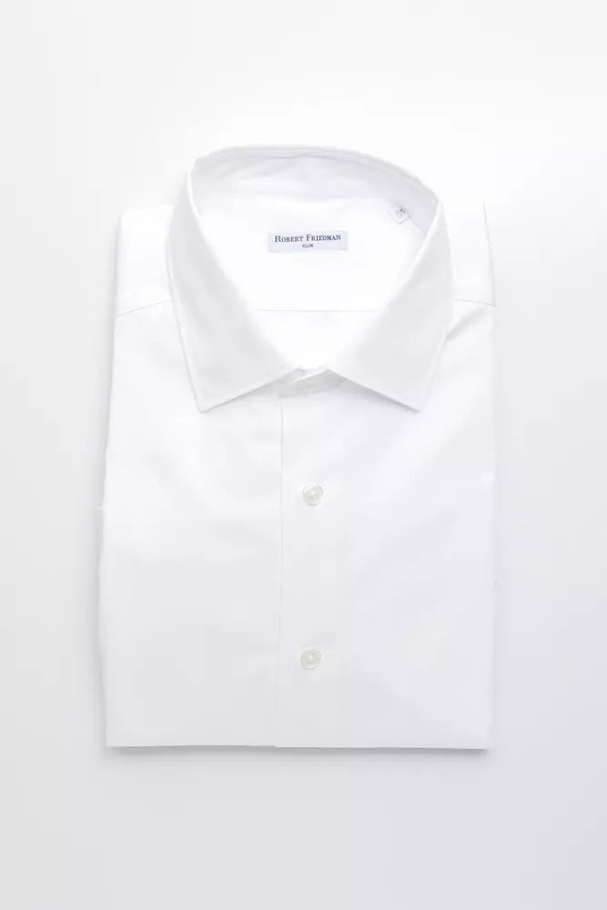 Chemise élégante à col slim en coton blanc de Robert Friedman