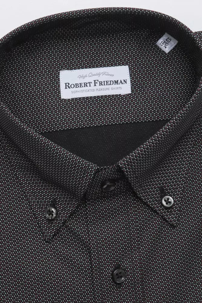 Camisa elegante de algodón con botones en color negro de Robert Friedman