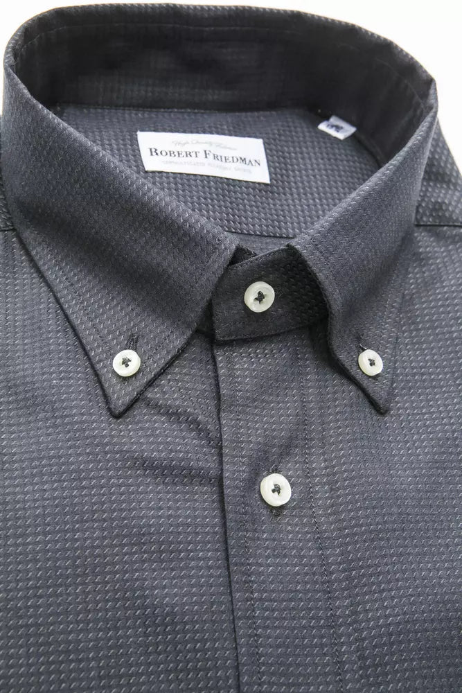 Camisa elegante de corte regular con botones en verde de Robert Friedman