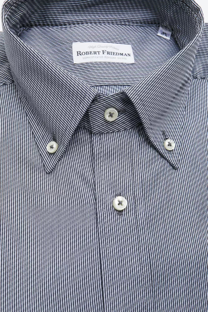 Camisa elegante de algodón azul con botones de Robert Friedman