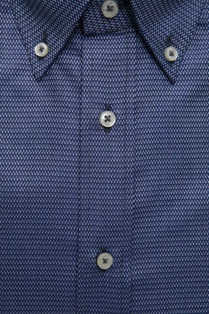 Camisa elegante de algodón azul con botones de Robert Friedman