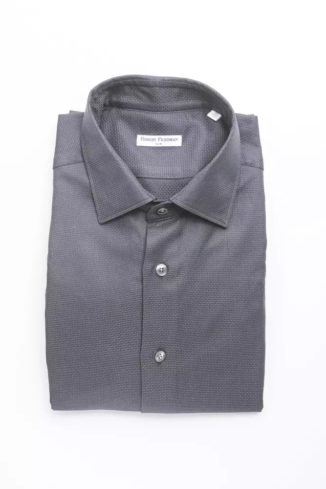 Camisa azul elegante de cuello medio estrecho para hombre de Robert Friedman