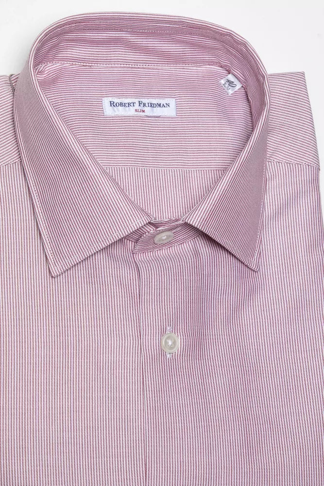 Camisa elegante de algodón con cuello entallado en color rosa de Robert Friedman