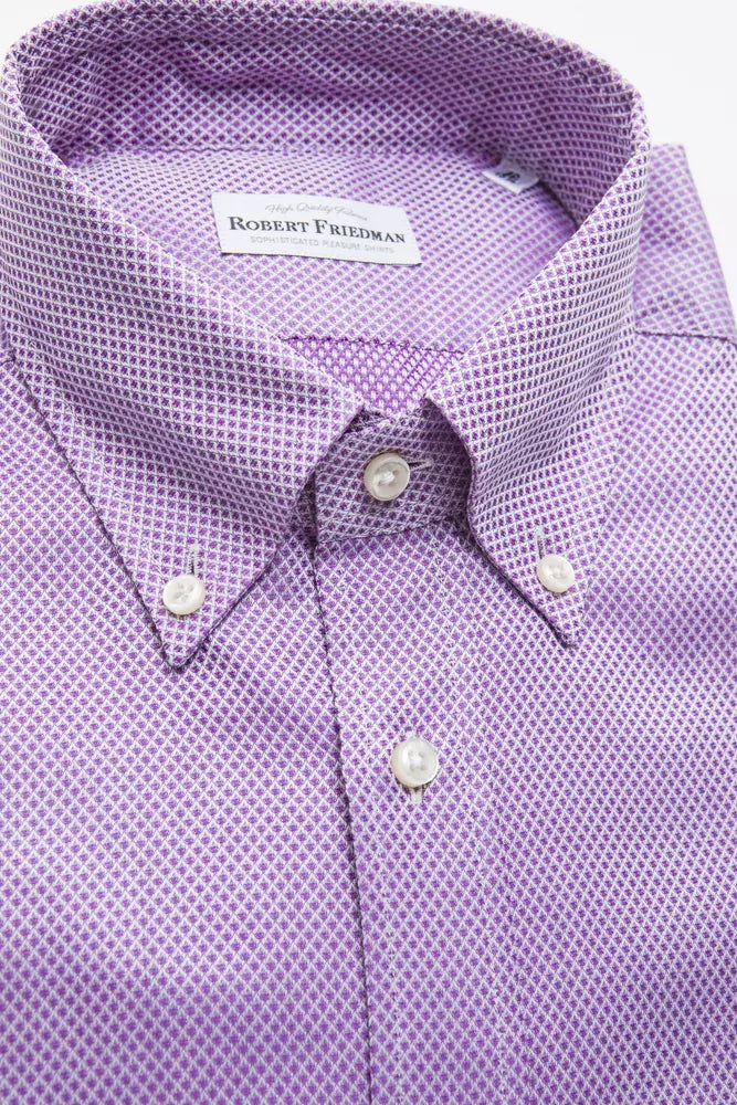 Camisa elegante de algodón rosa con botones de Robert Friedman