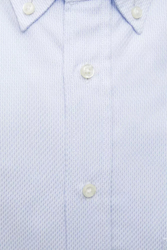 Camisa elegante de algodón azul claro con botones de Robert Friedman