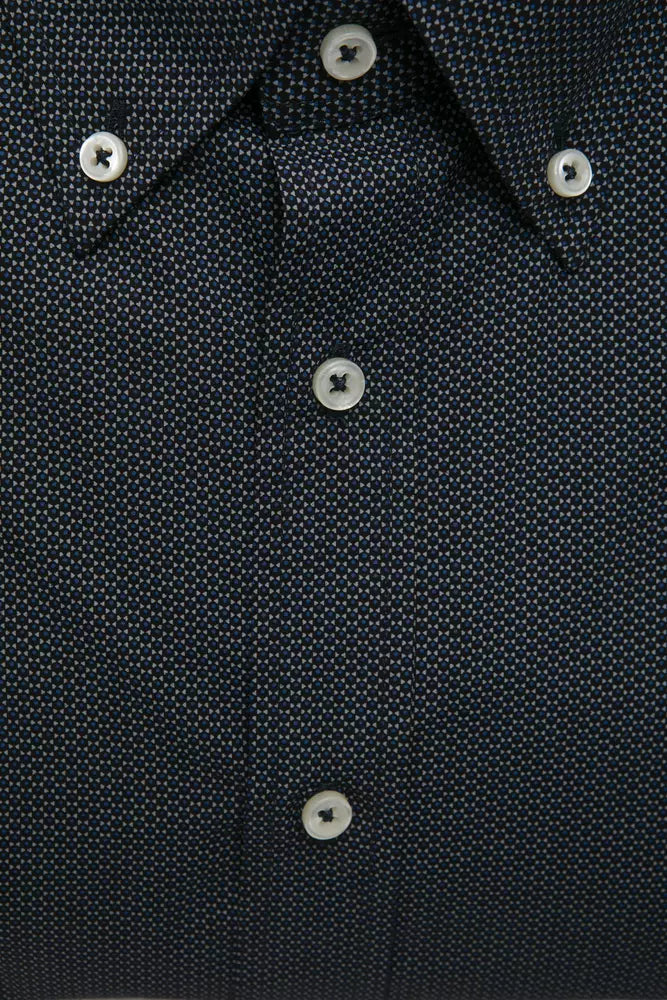 Camisa elegante de algodón negra con botones de Robert Friedman