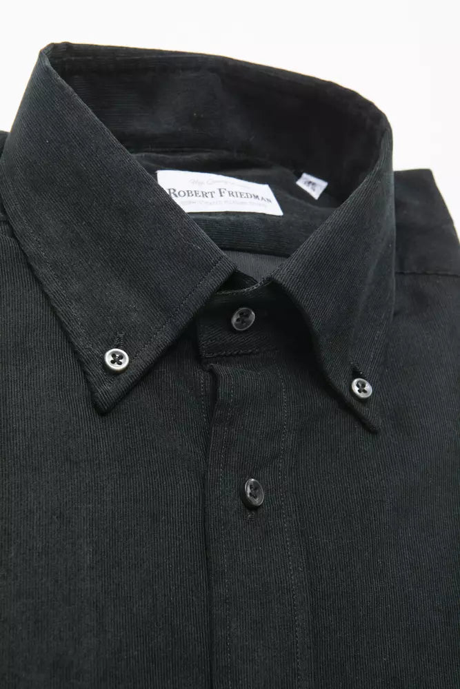 Chemise boutonnée noire élégante en coton de Robert Friedman