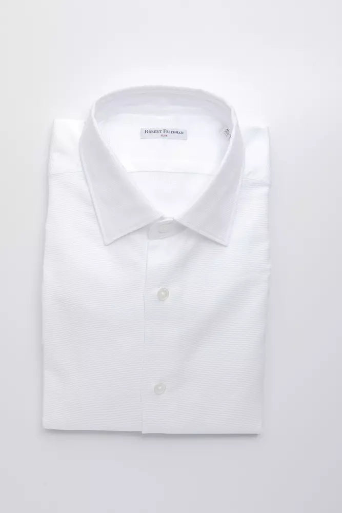 Camisa elegante de algodón de corte entallado en color blanco de Robert Friedman