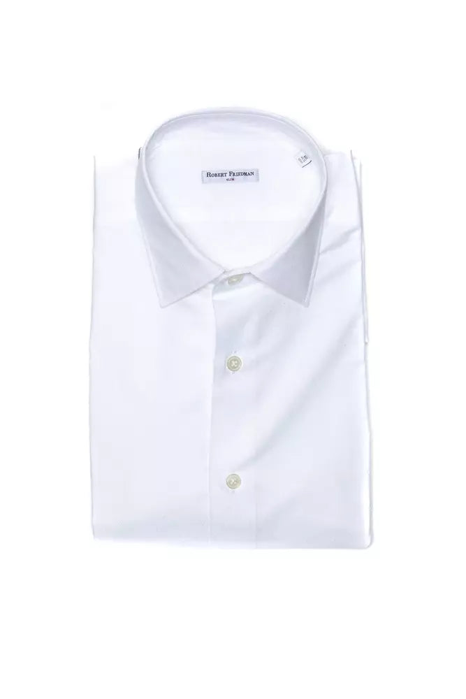 Camisa elegante de algodón blanca y ajustada de Robert Friedman para hombre