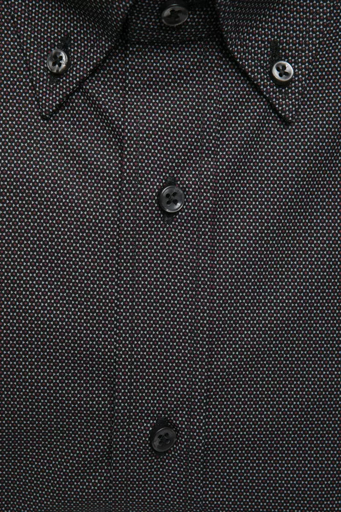 Camisa elegante de algodón con botones en color negro de Robert Friedman