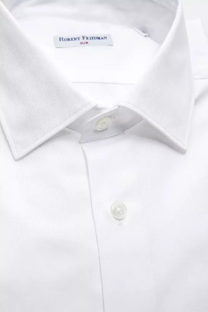 Chemise élégante à col slim en coton blanc de Robert Friedman