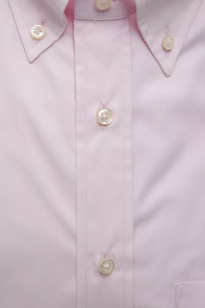 Camisa elegante de algodón rosa con botones de Robert Friedman