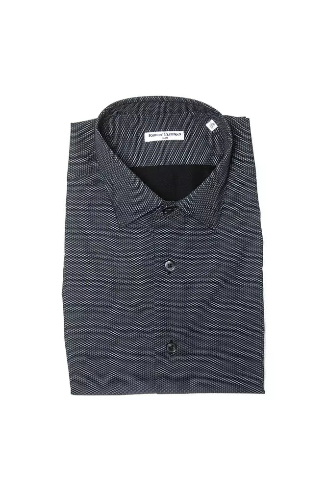 Chemise élégante à col slim en coton noir Robert Friedman