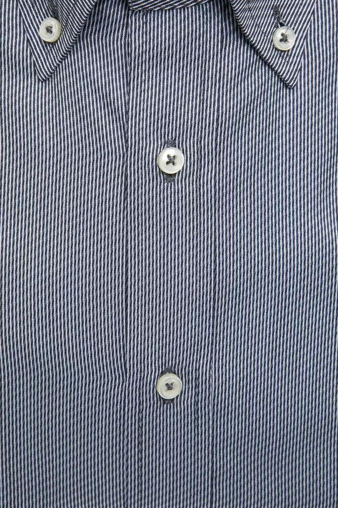 Chemise boutonnée en coton bleu élégant de Robert Friedman